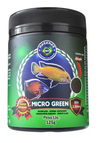 Ração Para Peixes Africanos Microgreen 125g Maramar Full