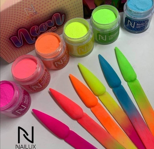 Imagen 2 de 2 de Colección De 6 Acrílicos Neón De La Marca Premium Nailux.