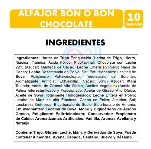 Alfajor Bon O Bon Sabor Clásico (pack De 10 Unidades)