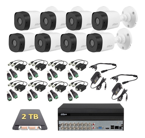 Kit Video Vigilancia 8 Cámaras 1080p Dahua 2tb Baluns Dvr 16