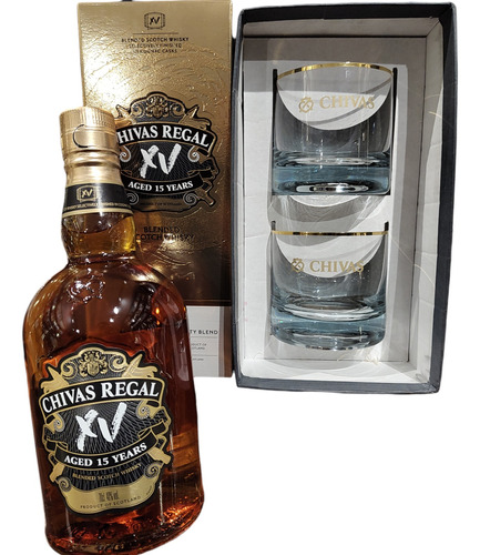 Whisky Chivas Regal Xv Gold 15 Años 750 Ml + 2 Vasos Estuche