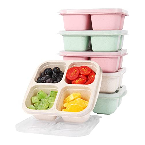 Nuoqiuu 6 Pack Snack Containers, 4 Compartment G96ft