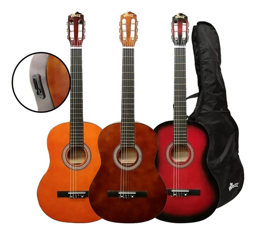 Pack Guitarra Electrocriolla Funda + Accesorios Ac851 Wa