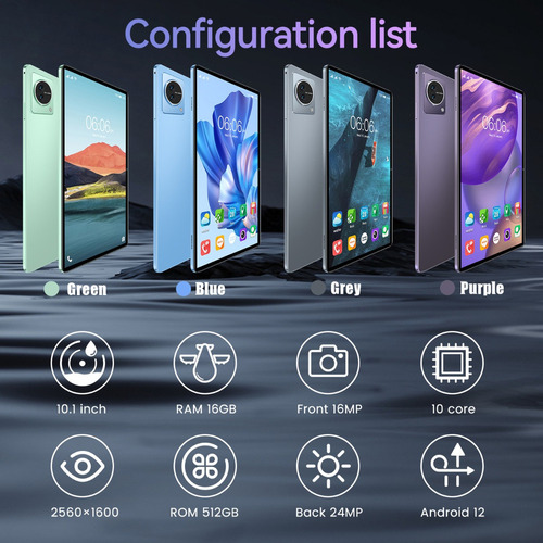 Tableta V10 De 10,1 Pulgadas 5g, 16gb + 512gb