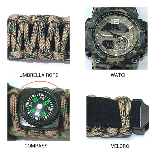 Reloj De Supervivencia Para Acampar Al Aire Libre, Pulsera M