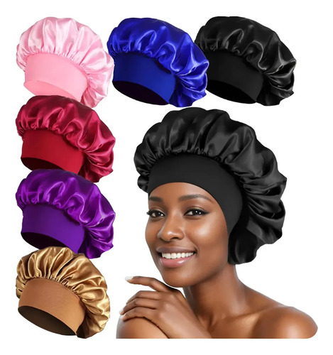 Kit 2 Touca De Cetim Com Faixa Anti Frizz Hidratação Luxo Lf Sortidas/aleatorias