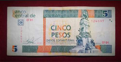 Billete 5 Pesos Convertibles Cuba 2011 Pick Fx 48 D