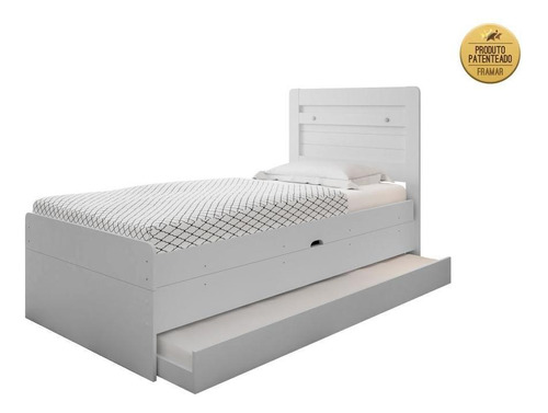 Cama bau/bicama Framar Móveis Larissa solteiro cor branco