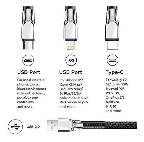 Multiple Usb Io Micro Cargador Rapido 3 1 Conector Trenzado