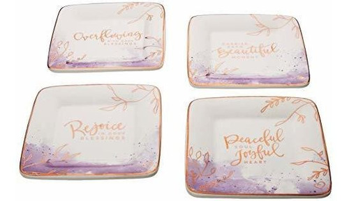 Precious Moments Set-4 Inspirational Dessert Plate, Cream-ro