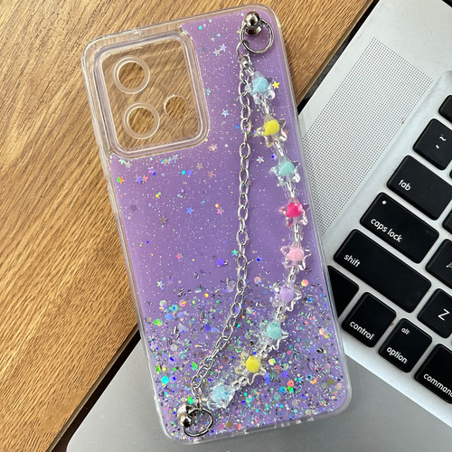 Funda Tpu Brillito Con Cadena Estrellitas Para Moto G84