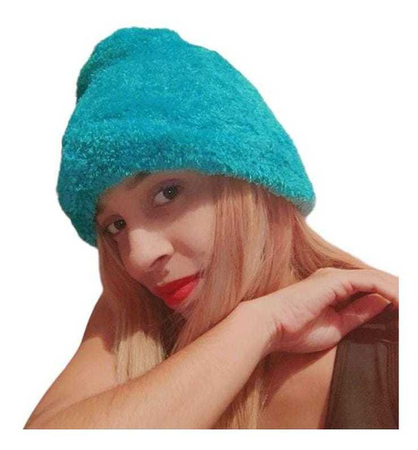 Gorro Beanie Peluche Azul