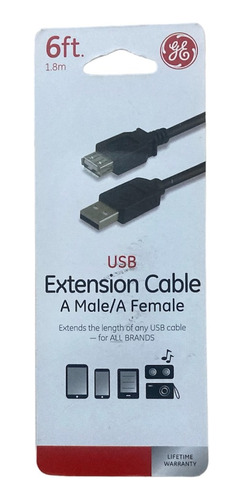 Cable Extensión Usb A Macho Hembra General Electric 1,8 Mts