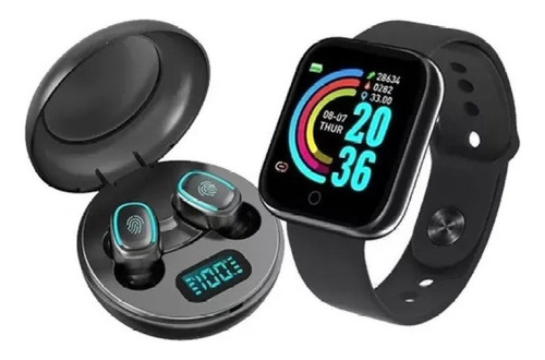 Combinación De Audífonos Bluetooth Y Reloj Deportivo