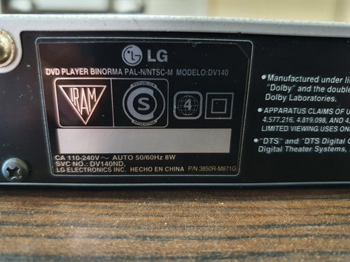 Reproductor De Dvd LG Dv140 Buen Estado