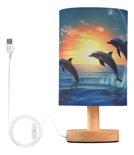 Lámpara De Mesita De Noche Con Luces Led Y Puertos Usb