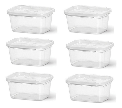 Kit 15 Potes Reforçado Retangular Com Tampa -488 Niquelart Cor Tampa Branco