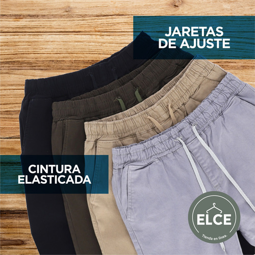 Paquete 2 Pantalones Jogger Hombre Gabardina Casual Comodo