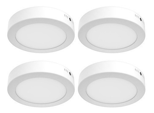 Pack 4 Lámparas Plafón Led Sobreponer, 12 W, Luz Cálida Color Blanco