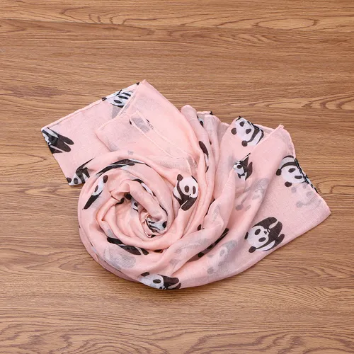 Zx Bufanda Casual De Gasa Rosa Con Diseño De Panda For Mujer