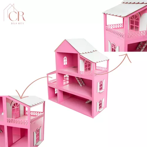 Casa Casinha Da Barbie Montada + Móveis Rosa - Colore - Casinha de