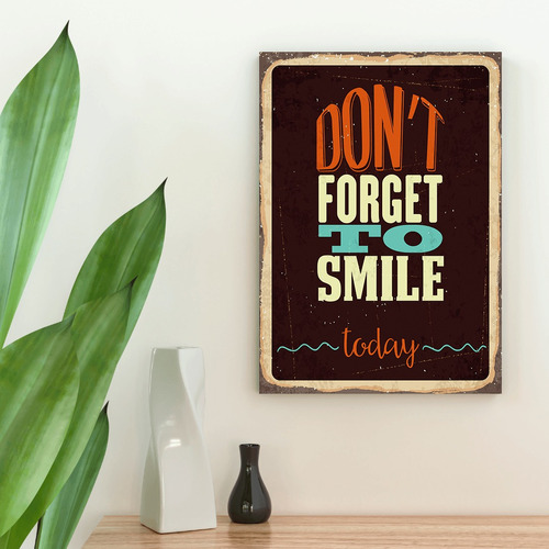 Quadro Motivação E Frases - Don't Forget To Smile - Médio
