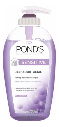 Limpiador Facial Pond's Sensitive Suave Y Delicado 220 Ml