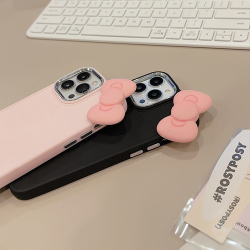 Bonita Funda De Silicona For Teléfono Con Lazo 3d