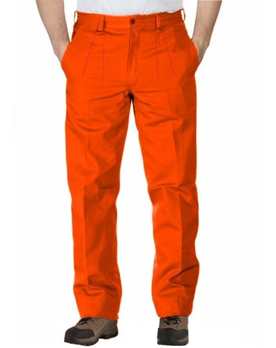  Pantalon  Básico Ropa De Trabajo Naranja Omm