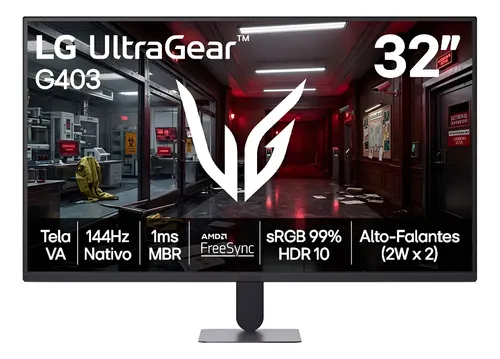 Monitor LG Ultragear - Tela Va Fhd 32, 144hz, 1ms (mbr), A Preto 127/220v