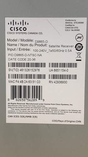 Cisco D9865 Satellite Receiver (Usado)