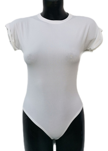 Body Básico Canalé Manga Corta Fresco Blusa Cuello Redondo