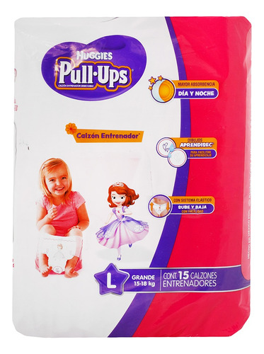 4 Pack Pañal Entrenador Niña Pull Ups Huggies Grande 15 Pza Género Sin género Talla Grande (G)