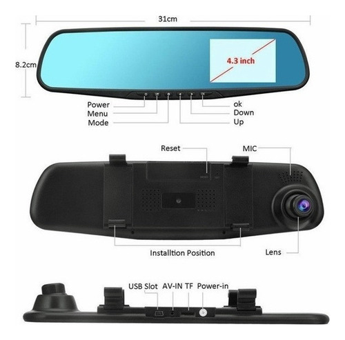 Aplicable A Cámaras De Espejo Retrovisor De Doble Cámara Hd