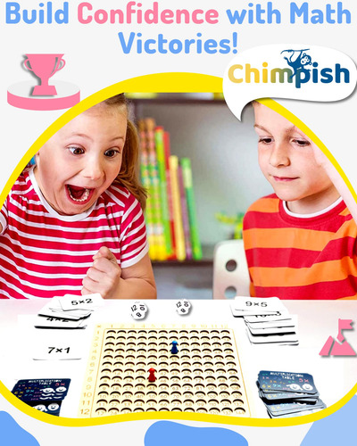 Juego De Mesa De Multiplicación Chimpish 12x12 De Madera Mon