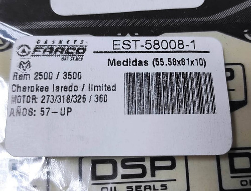 Imagen 3 de 3 de Estopera Delantera Cigueñal Dodge Ram D150 D250 Dakota
