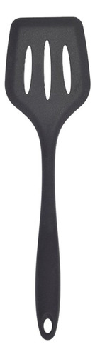 Espátula Perfurada Fritura Utensílio 28,5 Cm Vazada Silicone Cor Preto