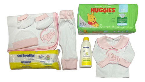 Conjunto Recien Nacido Pañal Huggies Oleo Y Algodon