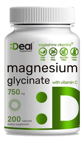 Glicinato De Magnesio + Vitamina C 200 Caps 750mg Eg Ff2 Sabor Sin Sabor