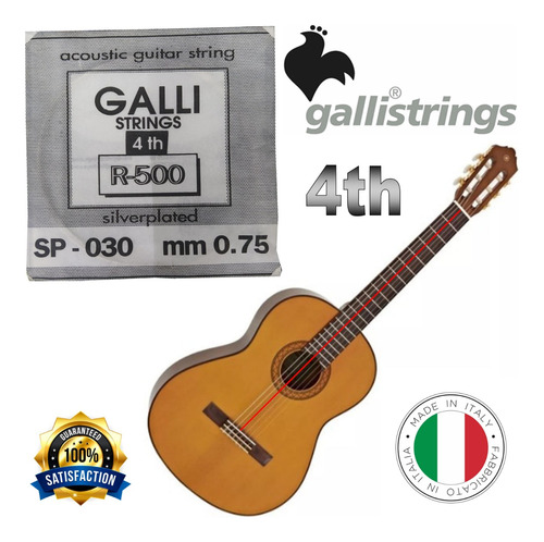 Cuerda 4th De Guitarra Acústica Sp-30 Mm0.75 Gallistrings