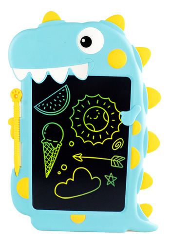 Lousa Mágica Lcd Digital Infantil Tablet Para Crianças Dino Cor Azul