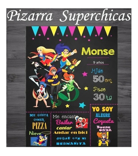 Kit Imprimible Pizarra Super Heroínas Con Textos Editables