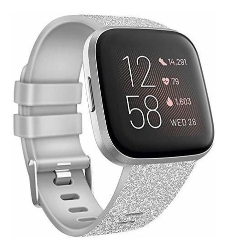 Malla Para Fitbit Versa 2/ Versa/lite/se Glitter Plata Small