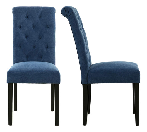 Juego De 2 Sillas De Comedor Elegantes En Azul