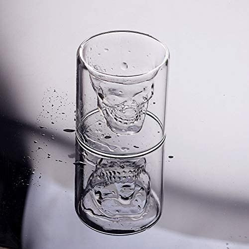 Set De Shots 2 Vasos Cristal Calavera Craneo 13 Cm (2 Pzas)