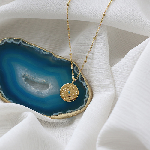 Collar Redondo Con Forma De Moneda Dorada Con Forma De Ojo D