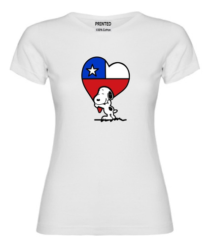 Imagen 1 de 2 de Polera Mujer Estampado Snoopy Corazón Chilena