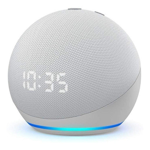 Imagen 1 de 2 de Amazon Echo Dot 4th Gen with clock con asistente virtual Alexa, pantalla integrada glacier white 110V/240V
