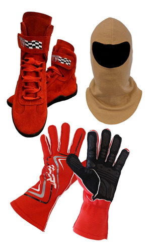 Combo Botas + Guantes + Capucha Automovilismo Deportivo/kart