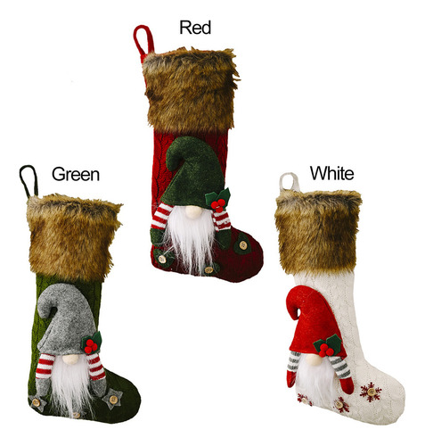Calcetín Navideño Verde Para Muñecas Sin Rostro